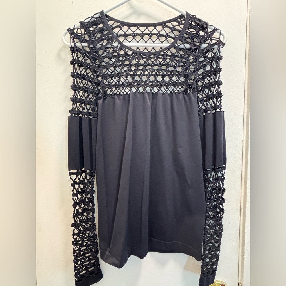 Elegant Black Crochet Sleeve Blouse